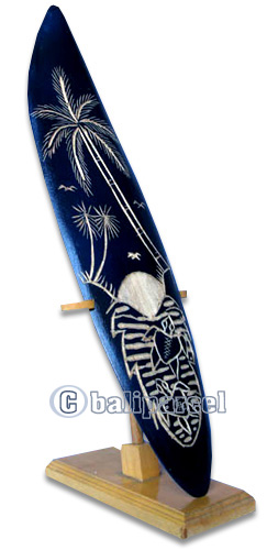 Wooden Surfboard Carving,  Handcarved From Pinus Wood 