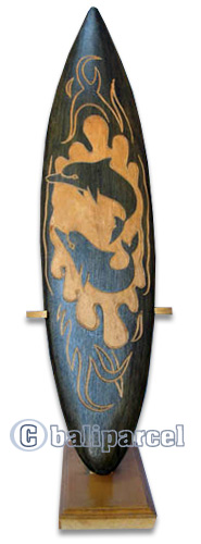 Wooden Surfboard Carving,  Handcarved From Pinus Wood 