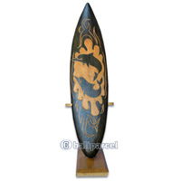 Wooden Surfboard Carving,  Handcarved From Pinus Wood 