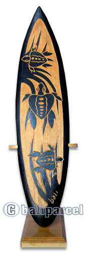 Wooden Surfboard Carving,  Handcarved From Pinus Wood 