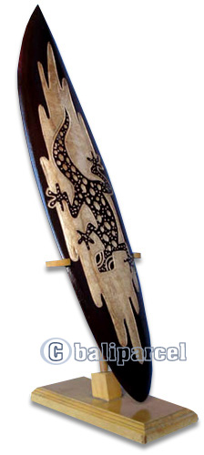 Wooden Surfboard Carving,  Handcarved From Pinus Wood 