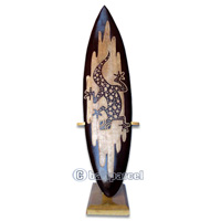 Wooden Surfboard Carving,  Handcarved From Pinus Wood 