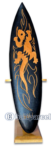 Wooden Surfboard Carving,  Handcarved From Pinus Wood