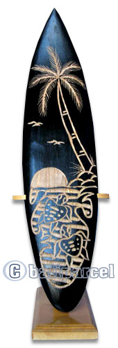 Wooden Surfboard Carving,  Handcarved From Pinus Wood 