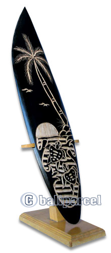 Wooden Surfboard Carving,  Handcarved From Pinus Wood 