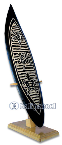 Wooden Surfboard Carving,  Handcarved From Pinus Wood 