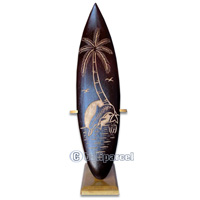 Wooden Surfboard Carving,  Handcarved From Pinus Wood