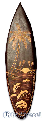 Wooden Surfboard Carving,  Handcarved From Pinus Wood 
