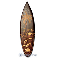 Wooden Surfboard Carving,  Handcarved From Pinus Wood 