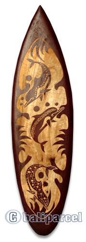 Wooden Surfboard Carving,  Handcarved From Pinus Wood