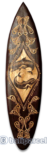 Wooden Surfboard Carving,  Handcarved From Pinus Wood