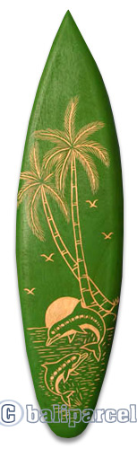 Wooden Surfboard Carving,  Handcarved From Pinus Wood / Included Stand