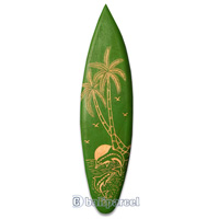 Wooden Surfboard Carving,  Handcarved From Pinus Wood / Included Stand
