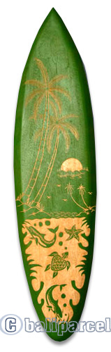 Wooden Surfboard Carving,  Handcarved From Pinus Wood / Included Stand