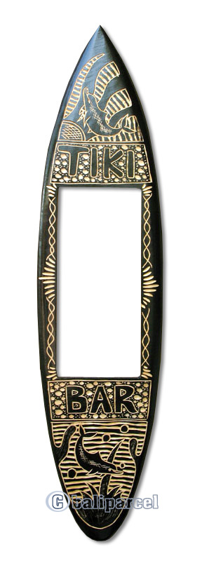 Wooden Surfboard Mirror And Carving, Handcarved From Pinus Wood