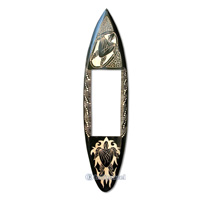 Wooden Surfboard Mirror And Carving, Handcarved From Pinus Wood