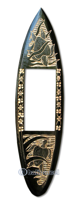 Wooden Surfboard Mirror And Carving, Handcarved From Pinus Wood