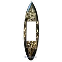 Wooden Surfboard Mirror And Carving, Handcarved From Pinus Wood