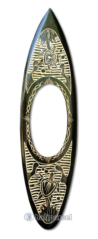 Wooden Surfboard Mirror And Carving, Handcarved From Pinus Wood