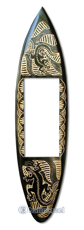 Wooden Surfboard Mirror And Carving, Handcarved From Pinus Wood