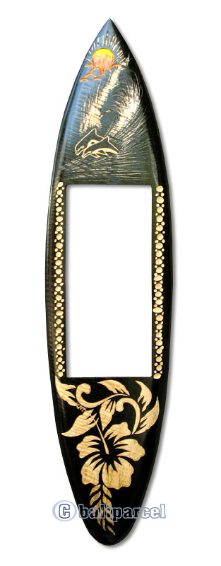 Wooden Surfboard Mirror And Carving, Handcarved From Pinus Wood