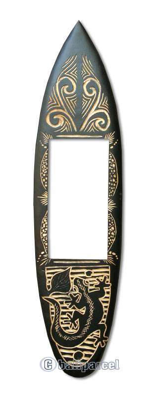 Wooden Surfboard Mirror And Carving, Handcarved From Pinus Wood