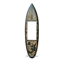 Wooden Surfboard Mirror And Carving, Handcarved From Pinus Wood