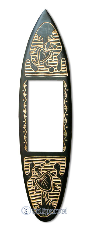 Wooden Surfboard Mirror And Carving, Handcarved From Pinus Wood