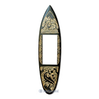 Wooden Surfboard Mirror And Carving, Handcarved From Pinus Wood