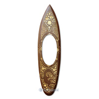 Wooden Surfboard Mirror And Carving, Handcarved From Pinus Wood