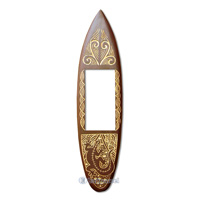 Wooden Surfboard Mirror And Carving, Handcarved From Pinus Wood