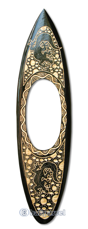 Wooden Surfboard Mirror And Carving, Handcarved From Pinus Wood