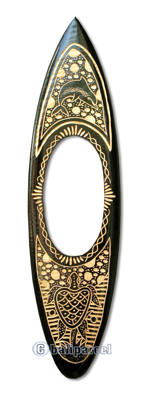 Wooden Surfboard Mirror And Carving, Handcarved From Pinus Wood