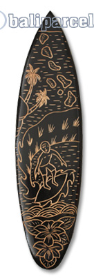 Wooden Surfboard Carving,  Handcarved From Pinus Wood 