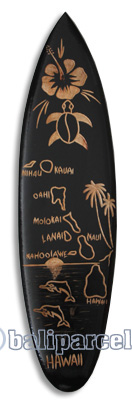 Wooden Surfboard Carving,  Handcarved From Pinus Wood 