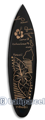 Wooden Surfboard Carving,  Handcarved From Pinus Wood 