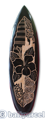 Wooden Surfboard Carving,  Handcarved From Pinus Wood 