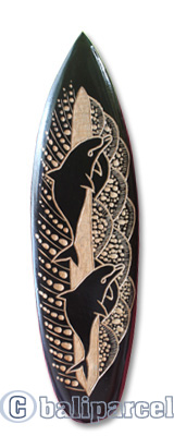 Wooden Surfboard Carving,  Handcarved From Pinus Wood