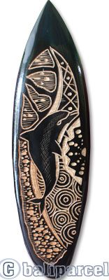 Wooden Surfboard Carving,  Handcarved From Pinus Wood 