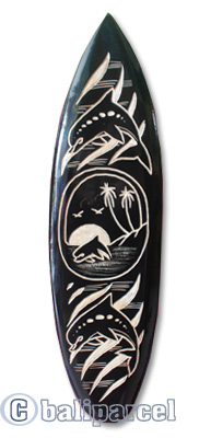 Wooden Surfboard Carving,  Handcarved From Pinus Wood 