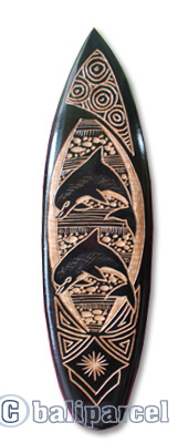 Wooden Surfboard Carving,  Handcarved From Pinus Wood