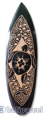 Wooden Surfboard Carving,  Handcarved From Pinus Wood 