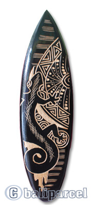 Wooden Surfboard Carving,  Handcarved From Pinus Wood
