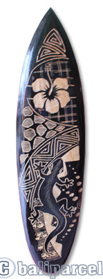 Wooden Surfboard Carving,  Handcarved From Pinus Wood