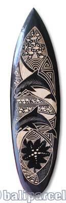 Wooden Surfboard Carving,  Handcarved From Pinus Wood 