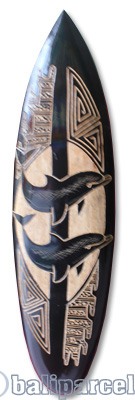 Wooden Surfboard Carving,  Handcarved From Pinus Wood
