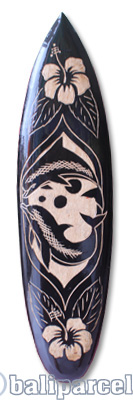 Wooden Surfboard Carving,  Handcarved From Pinus Wood 