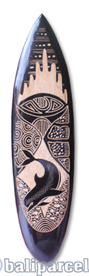 Wooden Surfboard Carving,  Handcarved From Pinus Wood 