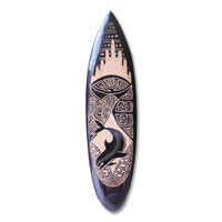 Wooden Surfboard Carving,  Handcarved From Pinus Wood 