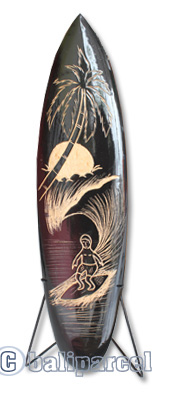 Wooden Surfboard Carving,  Handcarved From Pinus Wood